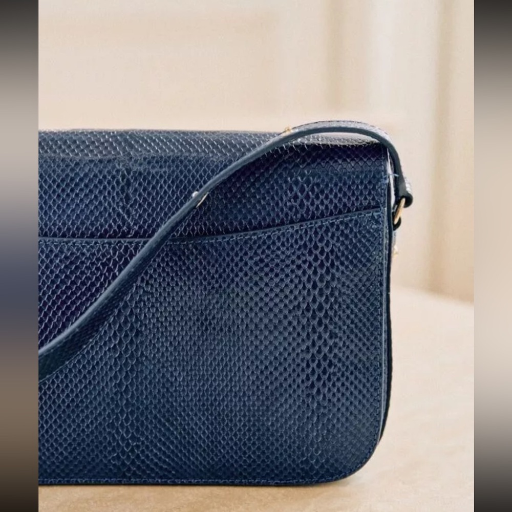 SEZANE Snakeskin Blue Milo Bag - Picture 2 of 8